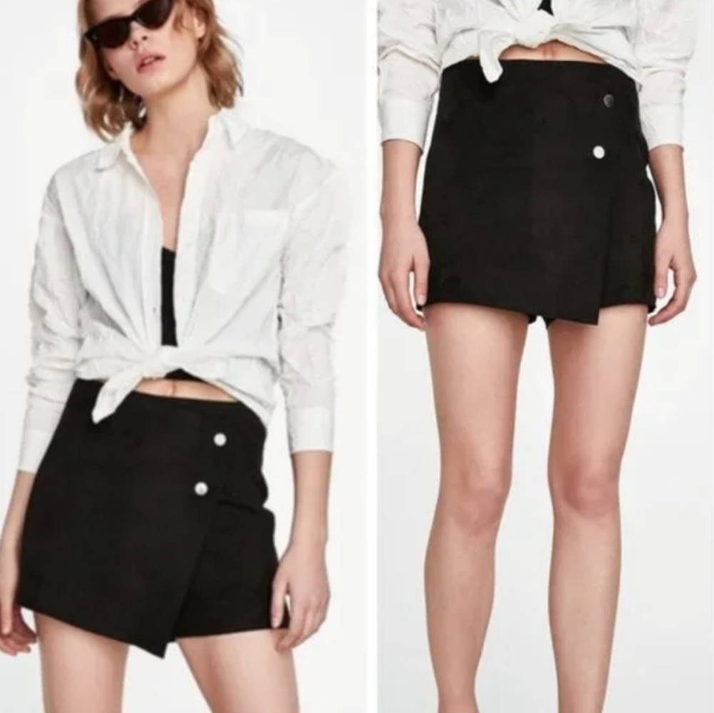 Zara Black Skorts Mini Skirt Shorts